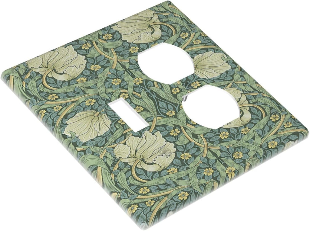 Wallplates Vintage Floral Plant Sage Green William Morris 1 Toggle 1 Duplex Switch Plate Electrical GFCI Faceplate Decorative Light Switch Covers for Bedroom Home Decor