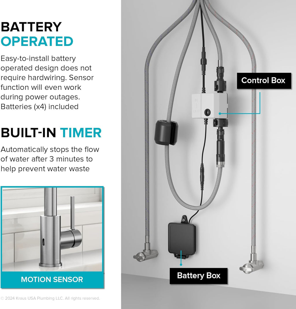 KRAUS Bolden Motion Sensor Single Handle Pull Down Touchless Kitchen Faucet in Spot-Free Stainless Steel, KSF-1616SFS