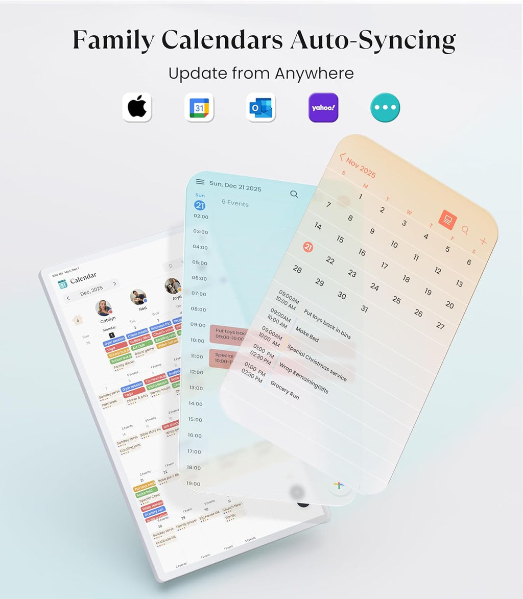 Cozyla Digital Calendar+ 2: 32 inch Wall Planner Touch Screen Chore Chart Customize Dashboard Smart Electronic Calendar for Family Schedules Meal Planner Support Any Google Play App Wall Mount White