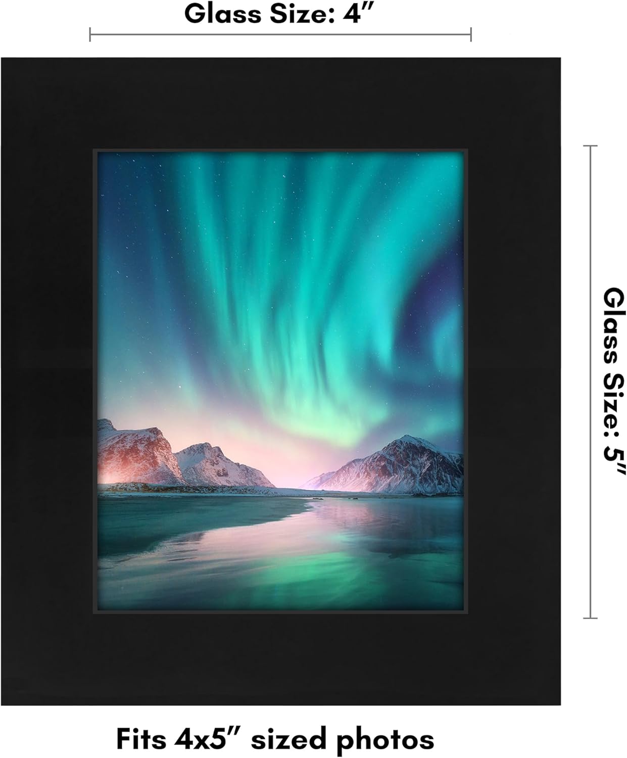 Americanflat 4x5 Picture Frame with Shatter-Resistant Glass - Signature Collection - Gallery-Style Frames Made of Engineered Wood - Photo Frame for Tabletop and Wall Display - Black