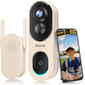 BOTSLAB Doorbell Camera Wireless, 5MP Video Doorbell, 180°Panoramic View, No Monthly Fee, 2.4 GHz WiFi, AI Motion Detection, VR Mode, Battery or Wired Powered