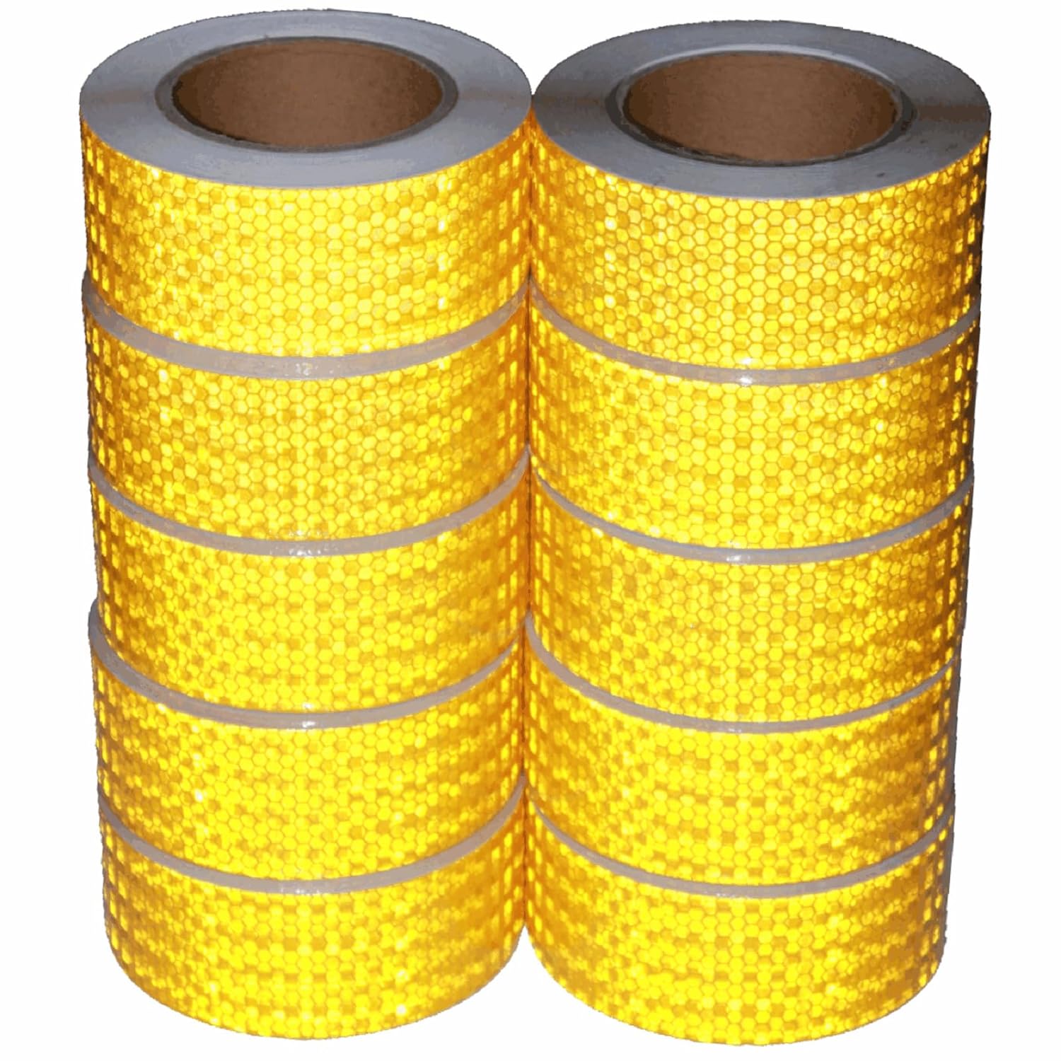 Yellow Reflective Tape 2 inch Wide, Outdoor Waterproof High Visibility Warning Industrial Marking Tape, Safety Stickers (68 feet,10 Rolls)