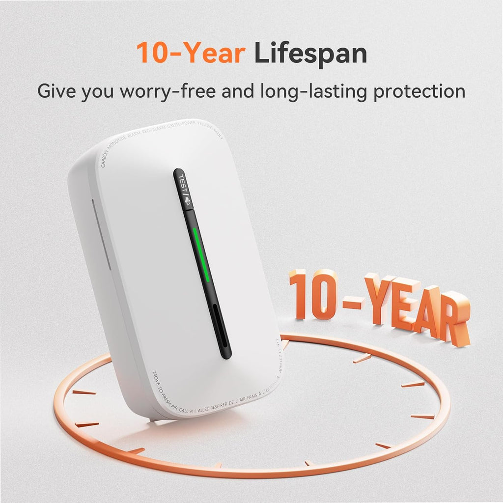 Jemay Carbon Monoxide Detectors Plug in,10 Year Battery Co Alarm with Low Battery Alarm & Breathing Light, Portable CO Detector Monitor for Travel,RV, Rental Property, 2 Packs