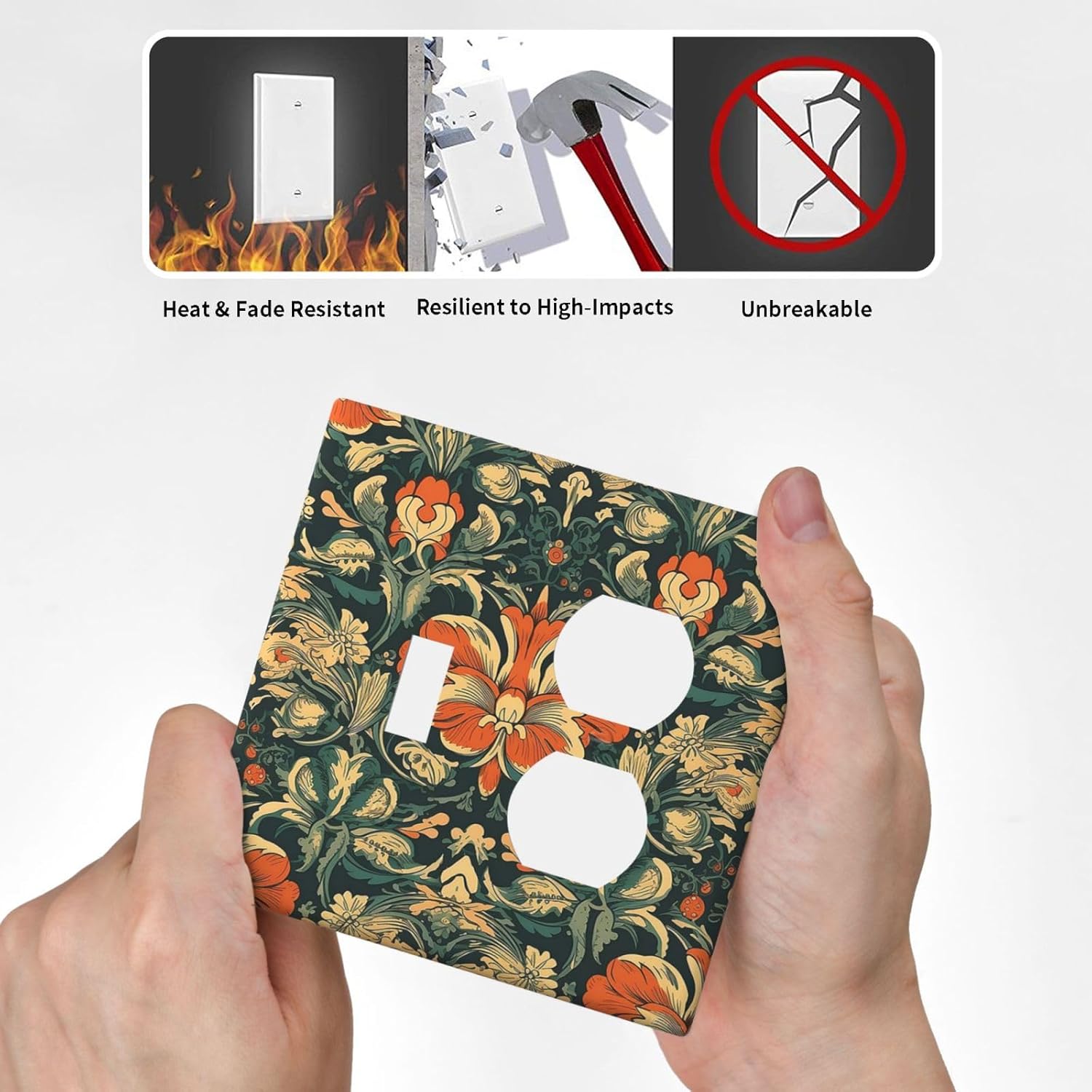 Wallplates William Morris Abstract Floral Plant Pattern Orangeyellowgreen 1 Toggle 1 Duplex Switch Plate Electrical GFCI Faceplate Decorative Light Switch Covers for Bedroom living Room