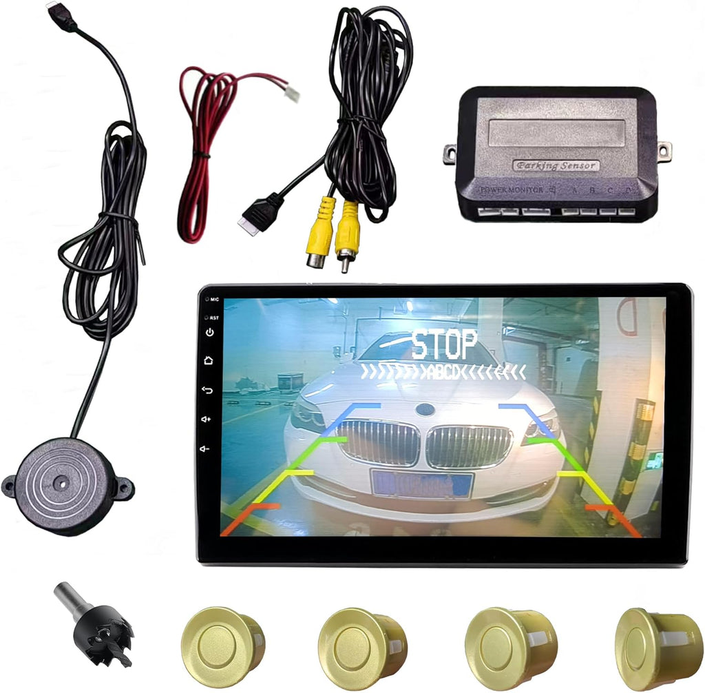 LCD Parking Sensor Kit - Displays Data on Original Screen, Easy Rear Installation, Compatible with All Camera Formats (AHD, CVBS), 18 Probe Colors to Match Any Vehicle