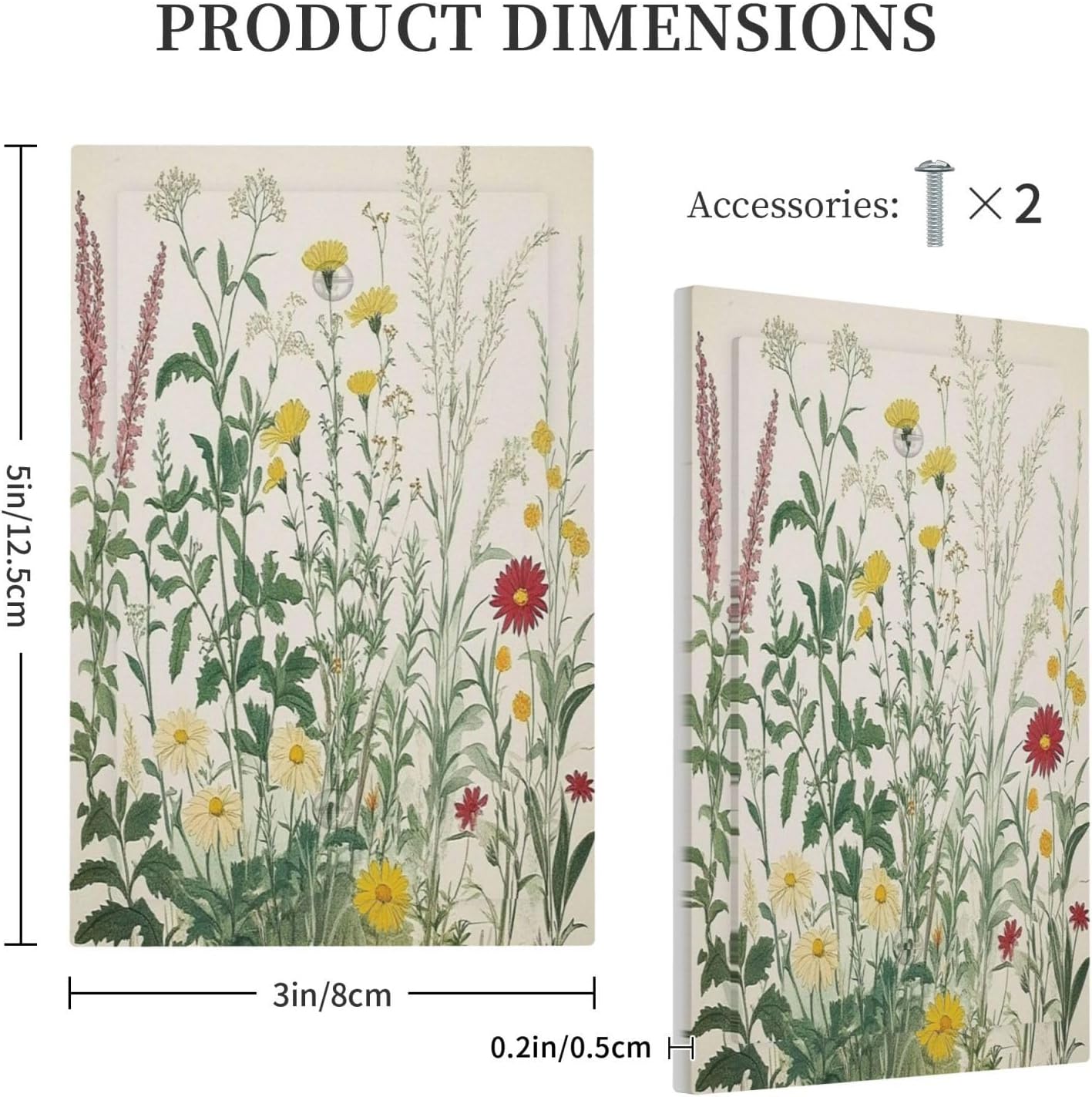 Rustic Wildflower Green Plants Daisy Floral Light Switch Cover Plate 1 Gang No Device Blank Electrical Wall Plates Faceplate Decorative Switch Plate For Farmhouse Bed Room Decor