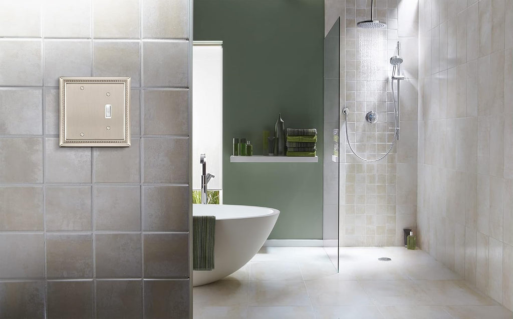 Henne Bery Sunken Pearls Heavy Duty Decorative Wall Plate Switch Plate Outlet Cover (Blank/Toggle, Satin Nickel)