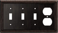 Henne Bery Sunken Pearls Heavy Duty Decorative Wall Plate Switch Plate Outlet Cover (Triple Toggle/Single Duplex, Aged Bronze)