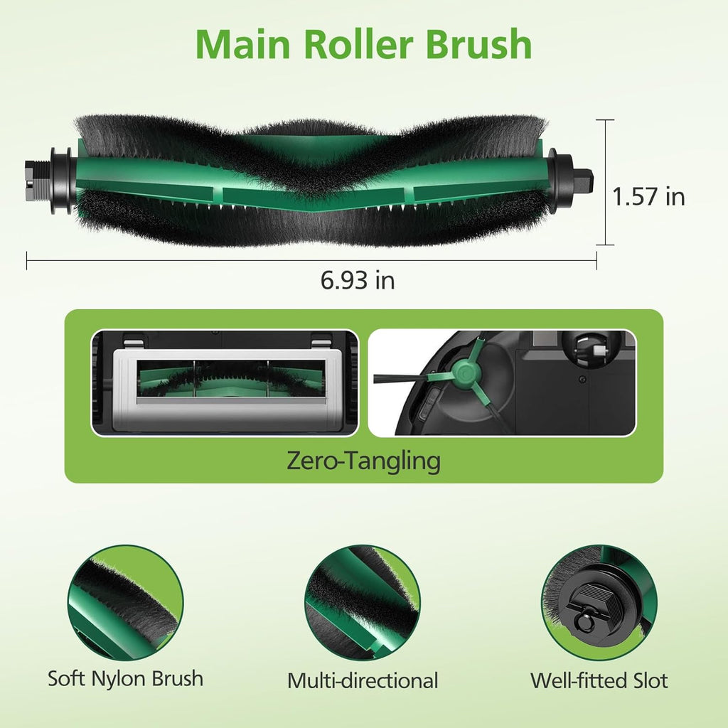 25 Pcs Replacement Parts for iRobot Roomba 104/105 Vac/ 105 Combo/ Q052 Robot Vacuum, Q0520 105 Accessories Include 2 Main Brushes, 6 Filters, 6 Dust Bags, 6 Side Brushes, 4 Mop Pads, 1 Clean Brush