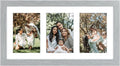 Golden State Art, 9x18 Grey Wood Frame - White Mat for Three 5x7 Pictures - Sawtooth Hangers - Swivel Tabs - Wall Mounting - Landscape/Portrait - Real Glass - Collage Frame