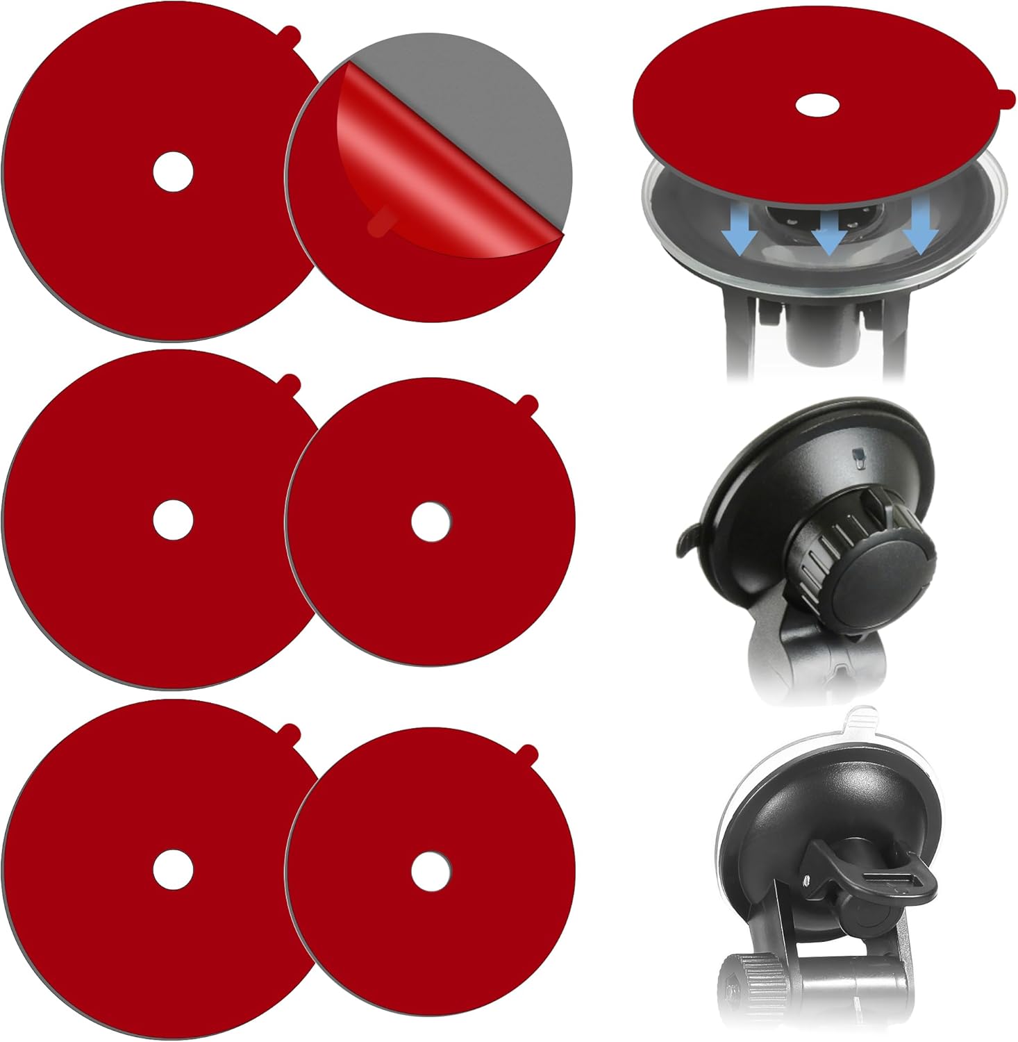 Sticky Adhesive Pad for Radar Detector Mount,Round Clear Double-Sided Tapes(2.2 inches and 2.6 inches) with Center Hole Design,for Radar Detector Mount,Dash Cam Suction Cup,GPS Sucker Holder etc