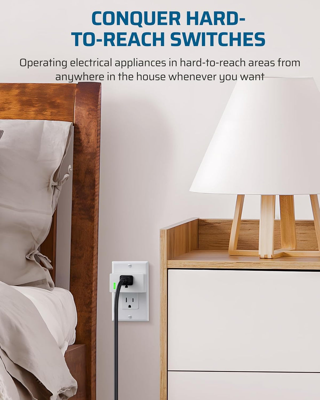 DEWENWILS 200FT Range Remote Control Outlet, No Interference Strong Signal, Indoor Wireless Outlet Switch for Lamps, Fans, Christmas Lights, 15A/1800W, ETL Listed (5 Outlets + 2 Remotes)