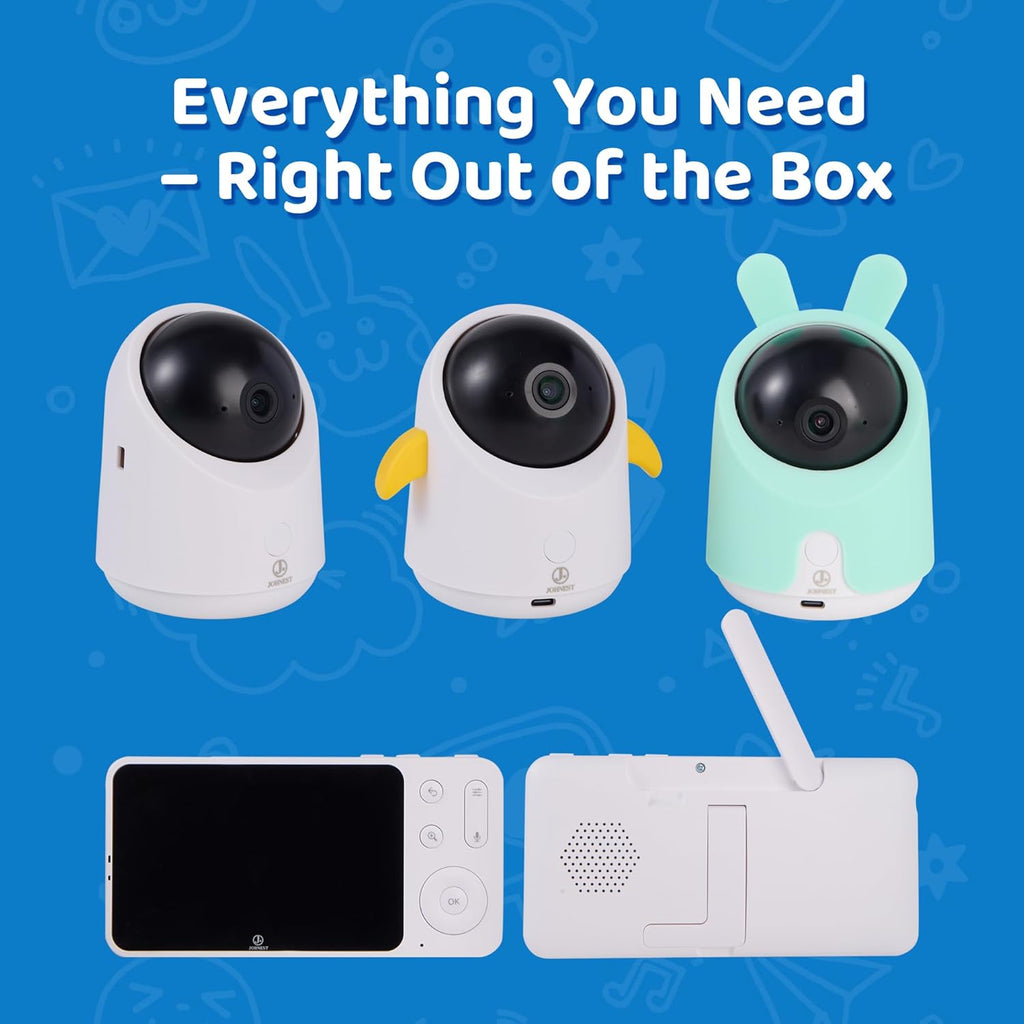 Baby Monitor with 1 or 2 HD Cameras – No WiFi Needed, AI Sleep Detection, Night Vision, Two-Way Talk, Temperature Alerts – Split Screen Option (1 Camera)