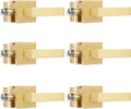 6 Pack Passage Door Lever Square Gold Door Handles in Stain Brass,Contemporary Modern Design Door Lock for Hall or Closet
