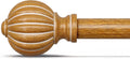 Wood Curtain Rods for Windows 48 to 84 Inch, 1'' Adjustable Heavy Duty Curtain Rod，Vintage Imitation Wood Grain Decorative Drapery Rods with Pumpkin Finials for Bedroom Living Room