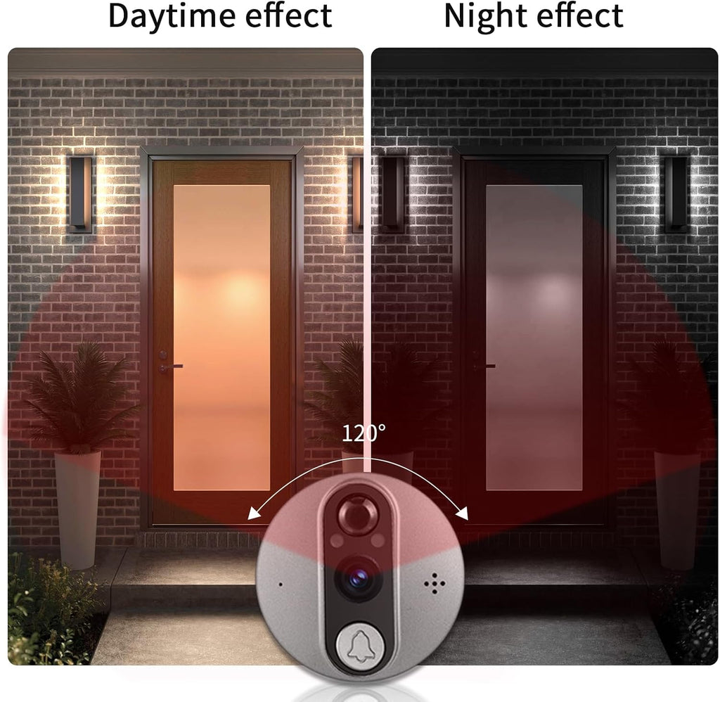 Cawhun Peephole Camera WiFi Doorbell with 4.3" LCD Smart Door Viewer – 1080P | 120° View, Night Vision, Motion Alerts & 2-Way Talk | Security Door Viewer for Homes/Apts via Smart Life App