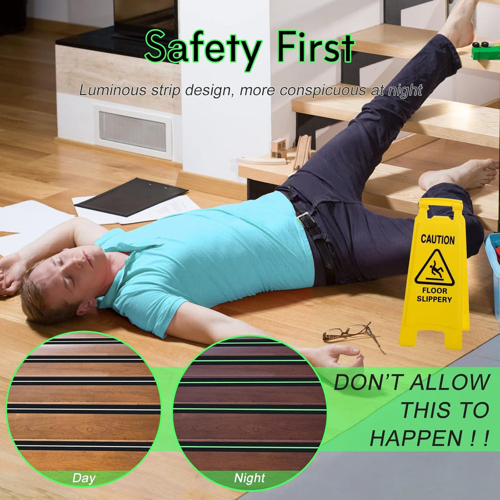 S&X Anti Slip Tape 4 Inch x 60 Ft, 2X Longer Heavy Duty Grip Tape with Glow-in-Dark Strip, Outdoor Stair Treads Non-Slip for Steps Ramps Decks, Non Skid for Enhanced Safety