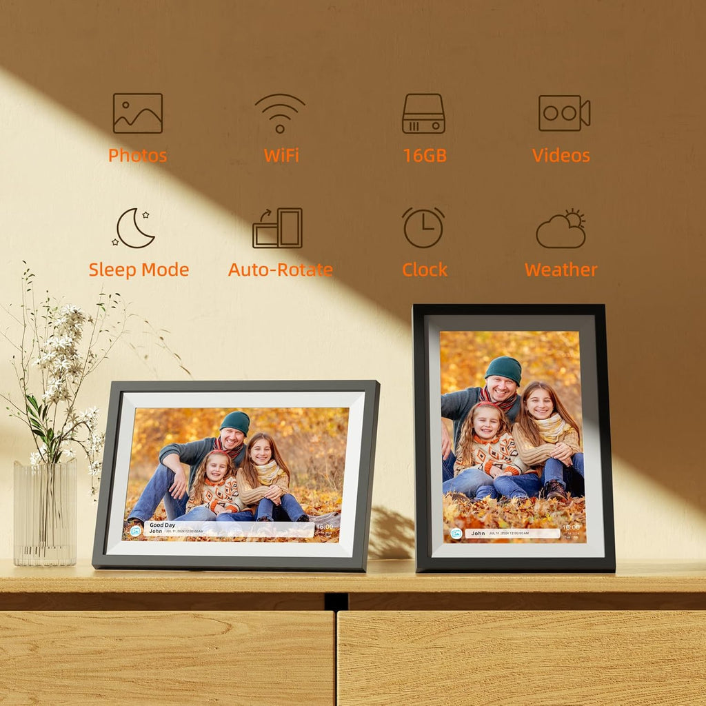Digital Photo Frame,10.1 Inch Frameo Digital Picture Frame, 1280x800 IPS LCD Touch Screen,Auto-Rotate,16GB, Supports SD Cards,Share Moments Instantly via Frameo App from Anywhere,Gifts for Your Loves