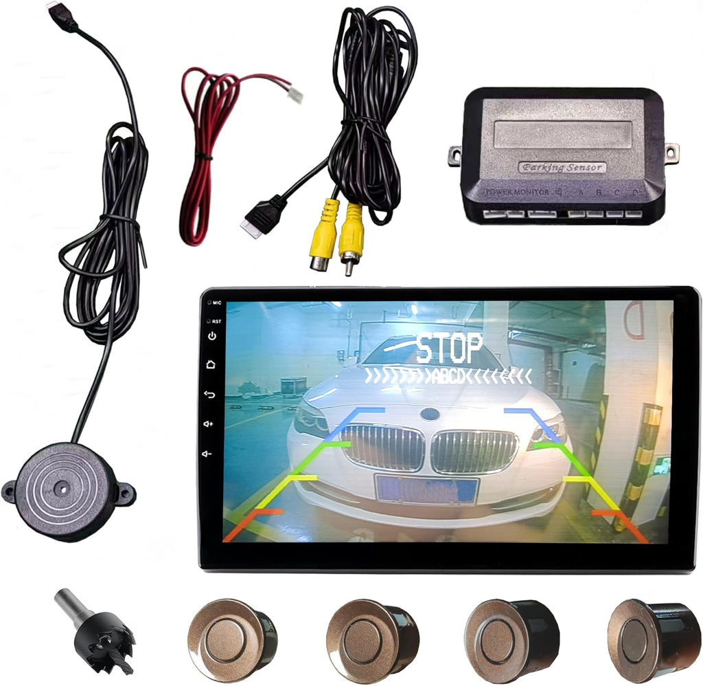LCD Parking Sensor Kit - Displays Data on Original Screen, Easy Rear Installation, Compatible with All Camera Formats (AHD, CVBS), 18 Probe Colors to Match Any Vehicle