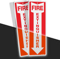 T&R Metal Fire Extinguisher Sign - 2 Pack - 12"x4" .040 Rust Free Heavy Aluminum, Reflective, Waterproof, Weatherproof and Fade Resistant, 2 pre-drilled holes, Easy to Install Indoors and Outdoors