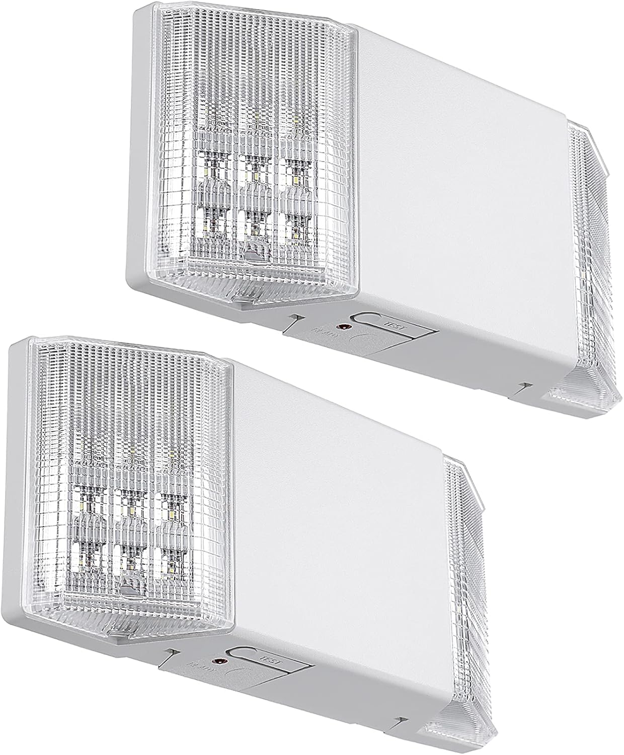 TORCHSTAR LED Emergency Lighting, Commercial Emergency Lights with Battery Backup, UL Listed, Two Square Heads, AC 120/277V, Hardwired Emergency Exit Light Fixtures for Business, Pack of 2