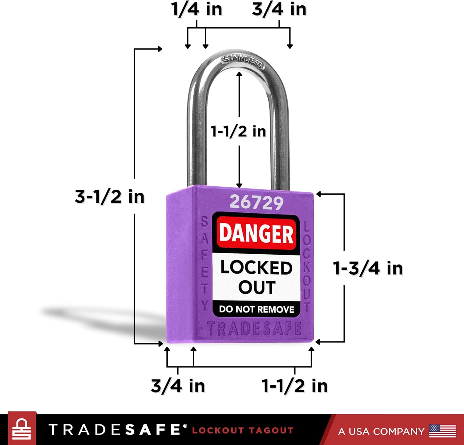 TRADESAFE Lockout Tagout Locks Set - 10 Purple Keyed Alike Padlocks, 2 Keys Per Lock, OSHA Compliant Loto Locks for Lock Out Tag Out Stations, Premium Grade