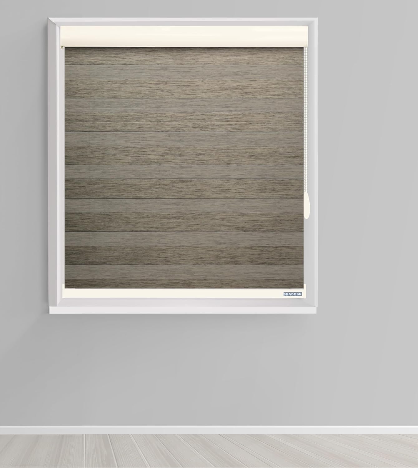 Shadesu Custom Size Zebra Blinds for Windows, 54" W x 72 H, Brown, Dual Layer Free-Stop Zebra Shades, Light Control for Day and Night, Sheer Blinds for Indoor Windows, Bedroom, Kitchen