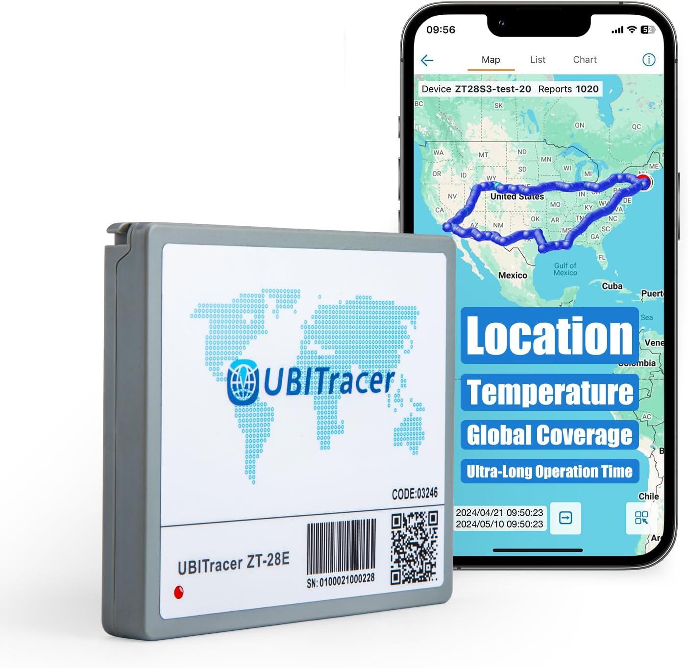 UBITracer Multi-Sensor GPS (Business Edition): Location + Temperature. Up to 5-Year Battery Life. Vehicle Tracker. Monitor Trailer, Equipment, Cold Chain, Pallet. Subscription Required.