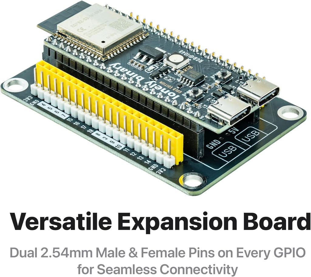 3-Pack ESP32-S3 N16R8 Gold Edition Kit with 16MB Flash, 8MB PSRAM, Expansion Boards, Terminals, Data Cable & Tutorials - Lead-Free Gold Finish Compatible with Arduino IDE & MicroPython