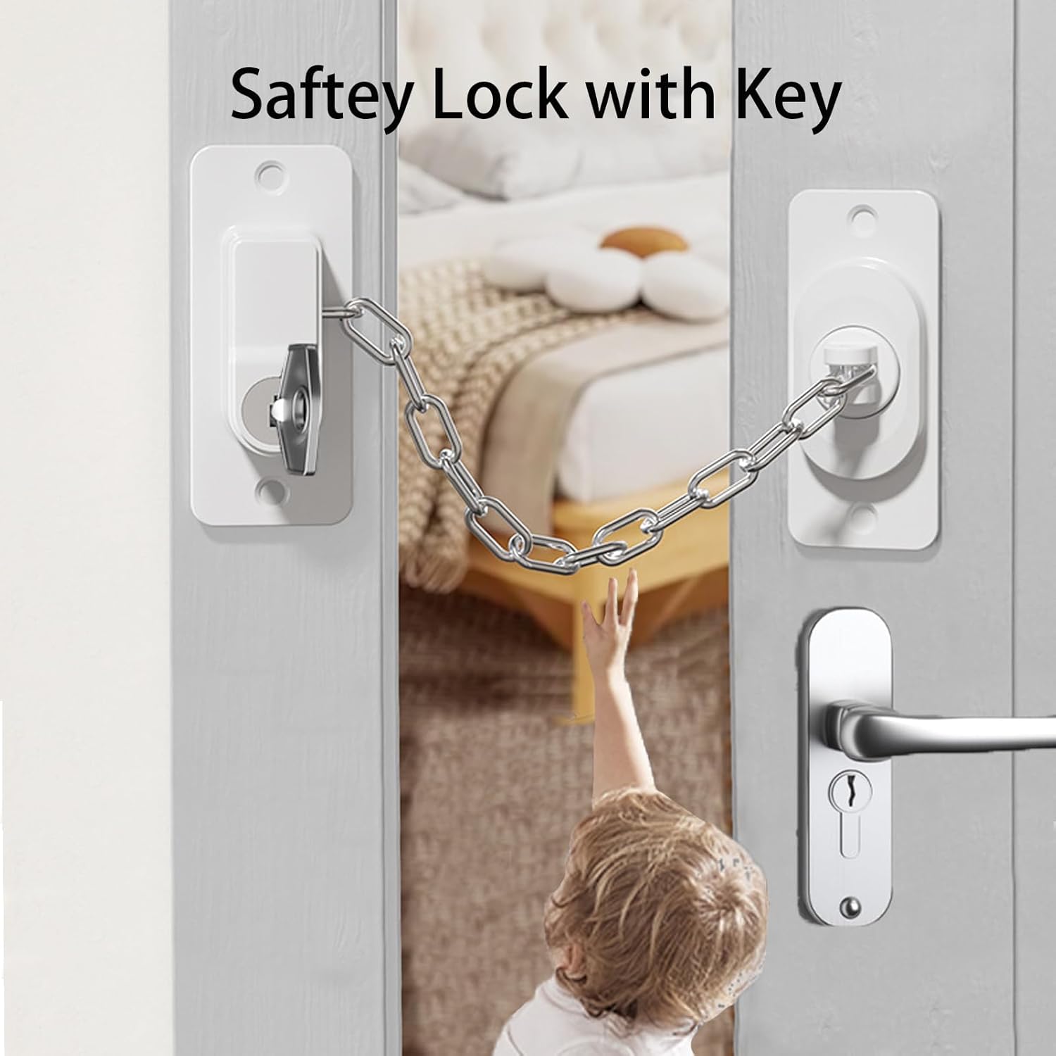 CMINGJ (3 Pack) Child Safety Locks, Adjustable Refrigerator Lock with Keys, for Fridge, Door, Drawers, Toilet and Child Safety Cabinet Lock, door lock, window lock for Kids and Toddlers (White)