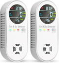 Carbon Monoxide Detectors & Natural Gas Detector, 4-in-1 Carbon Monoxide Detectors Plug in, Gas Leak Detector with Dual Alarms, Temperature & Humidity Sensor for Home, RV Essentials, White, 2 Pack