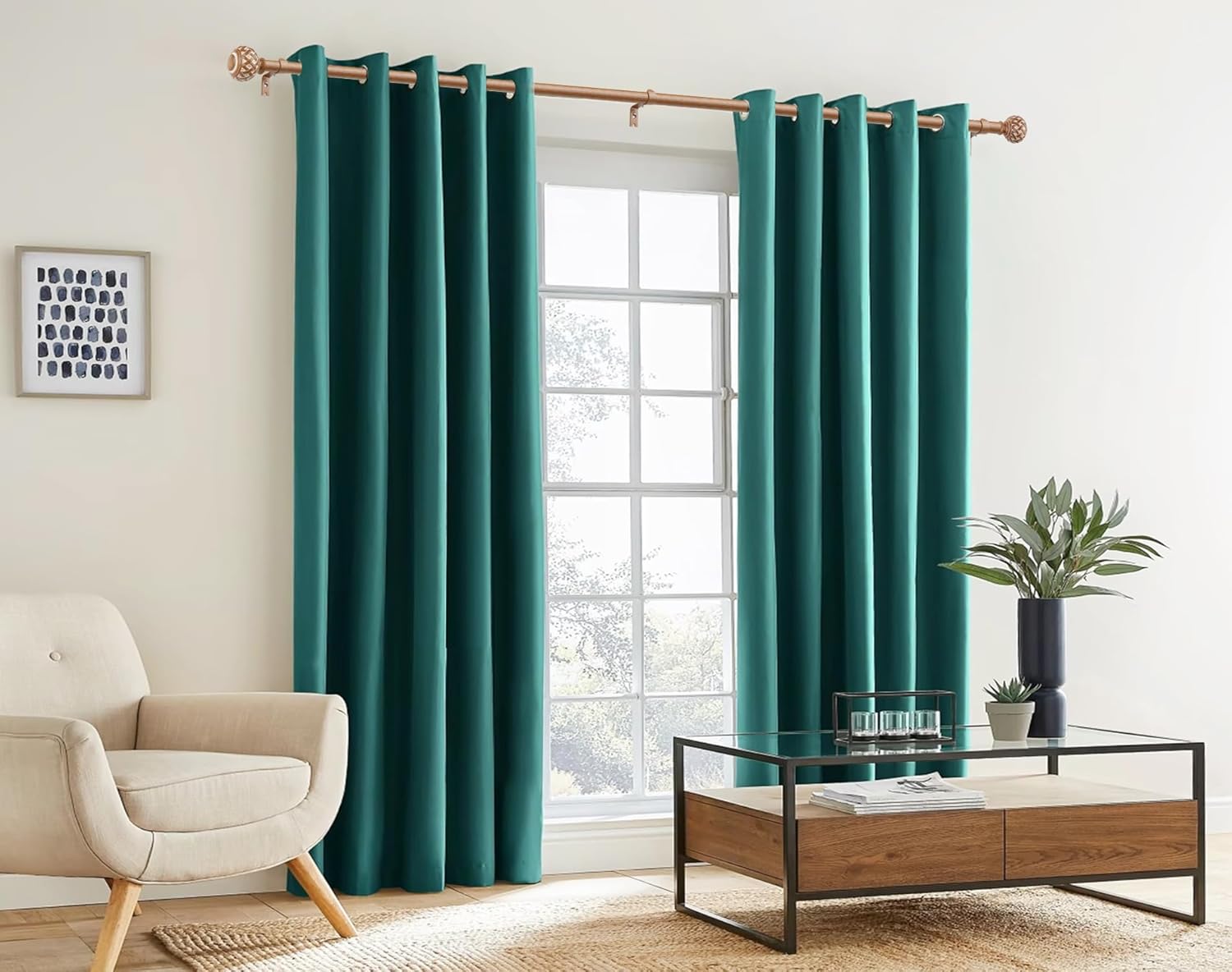 TONIAL Wood Curtain Rod 32 to 86 Inches, 7/8 Adjustable Curtain Rods for Windows 20 to 84 Inches, Splicing Drapery Rods Decorative with Netted Texture Finials