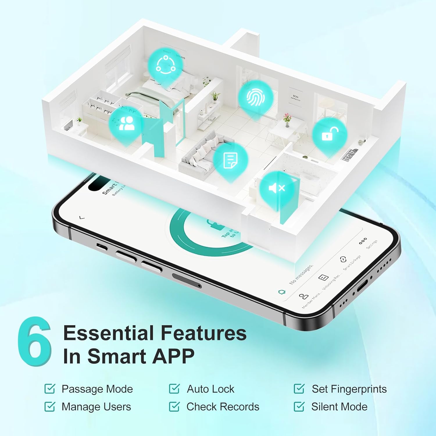 JO.KO Fingerprint Door Lock, Biometric Door Lock with App Control & Key, Smart Door Lock for Bedroom, Entry Door, Keyless Finger Print Door Knob with Thumb Print Black