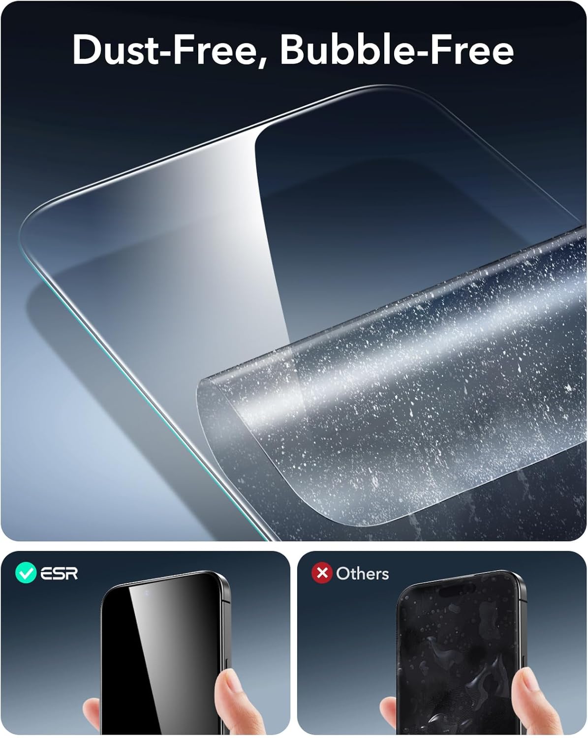 ESR 3 Pack 9H+ Glass for iPhone 16 Pro Screen Protector, [Military Grade Shatterproof & Longest Durable] Armorite Ultra-tough Tempered Glass with UltraFit Tray
