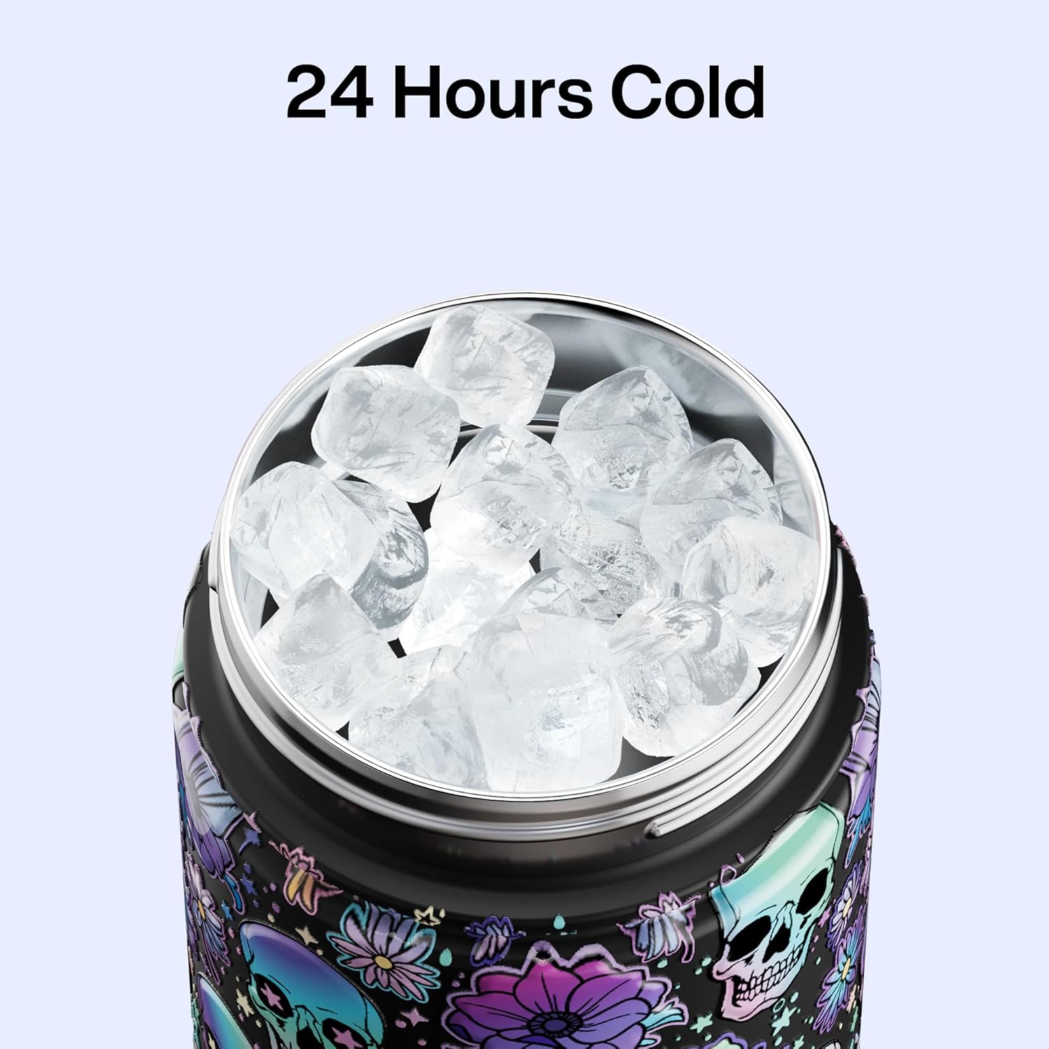 ENCOOL Insulated Water Bottle with Straw Stainless Steel Water Bottle, Leak-Proof, BPA-Free, Double Wall Vacuum Keeps Cold for 24 Hours for Sports, Travel, School (26 oz, Floral Afterlife)
