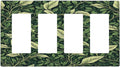 Vintage Green Plant Leaves 4 Gang Wall Plates Outlet Covers Quad Rocker Light Switch Cover Plate Decorative Switch Plates GFCI Electrical Faceplate for Bathroom Bedroom Decor 4.5 X 8 IN