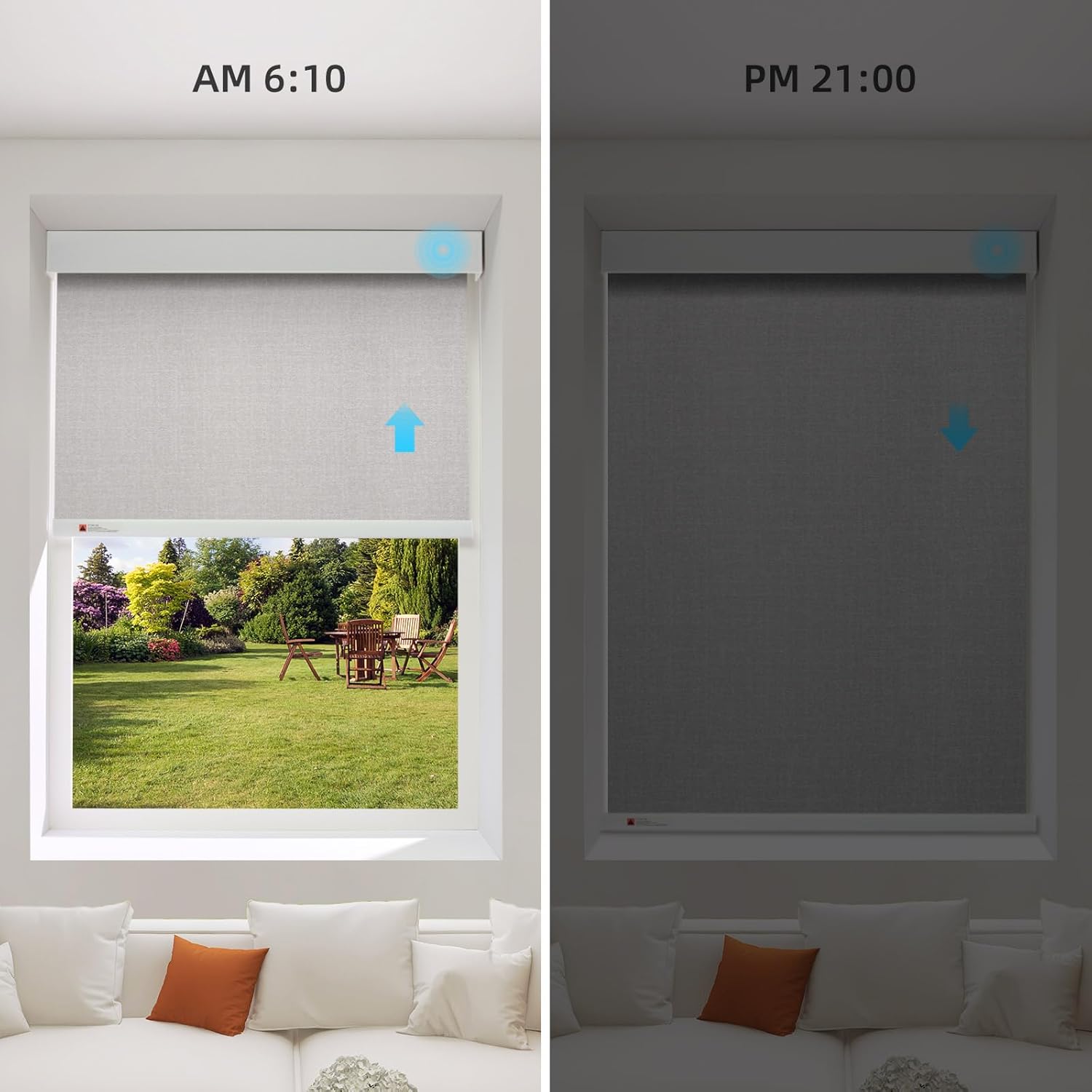 ZSTARR Motorized Smart Blind for Window,Automatic Blackout Roller Shade Compatible, with Remote Control, Child Safety Rechargeable Battery Blind with Valance,Customize (Buff Colour)