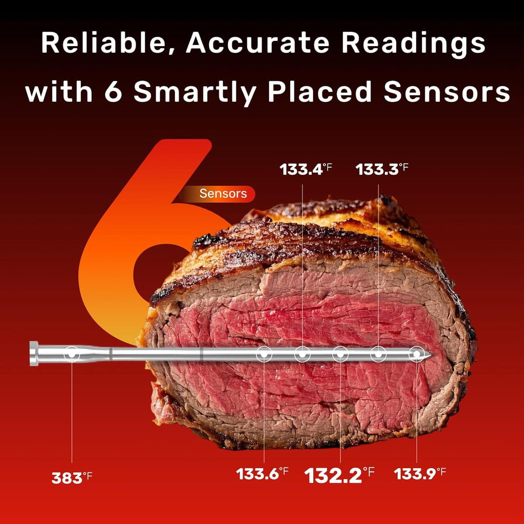 S Pro Wireless Meat Thermometer, Bluetooth Thermometer, Smart Digital Wireless Meat Thermometer with App Control, IP69 Waterproof, Digital Cooking Thermometer for BBQ, Oven, Grill, Smoker