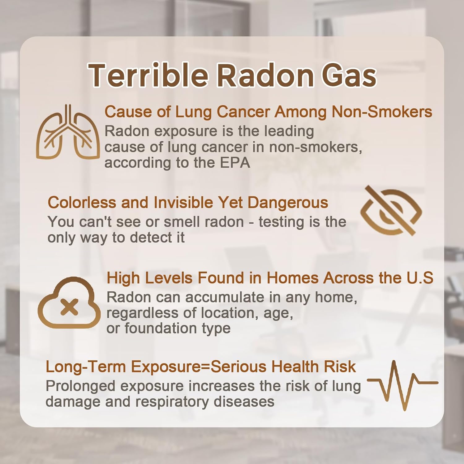 Bluetooth Radon Detector for Home, Portable Radon Tester with Real Time Gas Concentration, Temp & Humidity Monitoring, App Alerts, Detect Hidden Risks and Breathe with Confidence