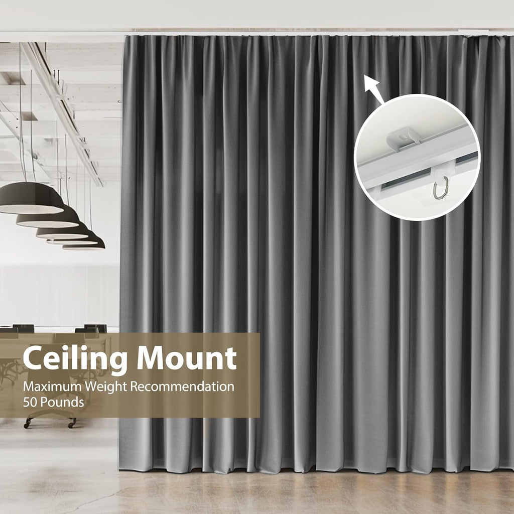 Curtain Tracks Ceiling Wall Mounted Heavy-Duty Curtains Rails Room Divider Track for Living Bedroom Shower White 3ft To 6ft