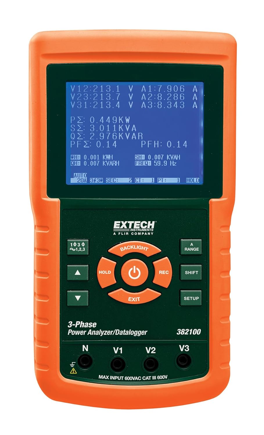 Extech 382100 1200A 3-Phase Power Analyzer/Datalogger