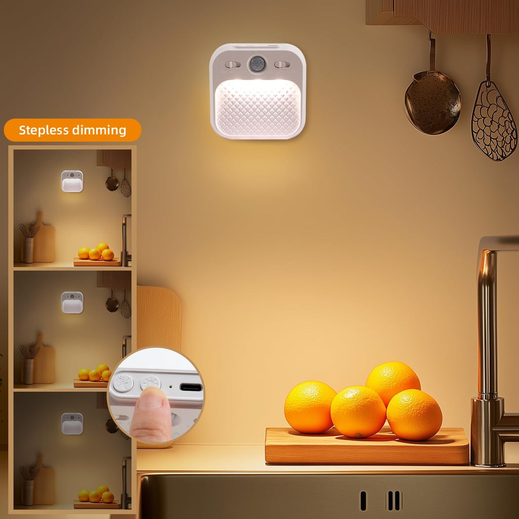 Led Night Light with Motion Detector 6 Pack, Cabinet Light Dimmable with Timer Function, Staircase Lighting 3 Color Temperature 3000/4500/6000K, Hallway Light Rechargeable 600mAh for Children's Room