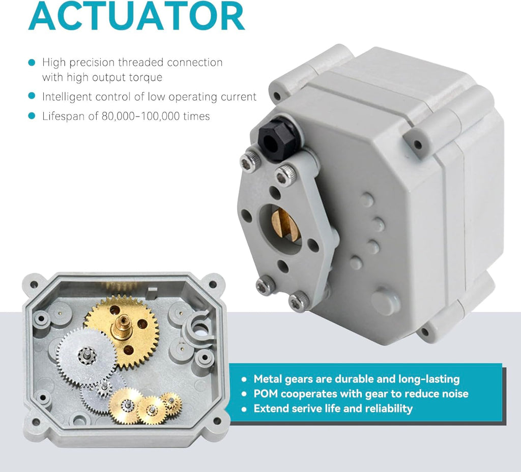 BACOENG Motorized Ball Valve, 1/2" Brass 3 Way L Type Auto Return Horizontal Electrical Ball Valve, AC/DC9-24V