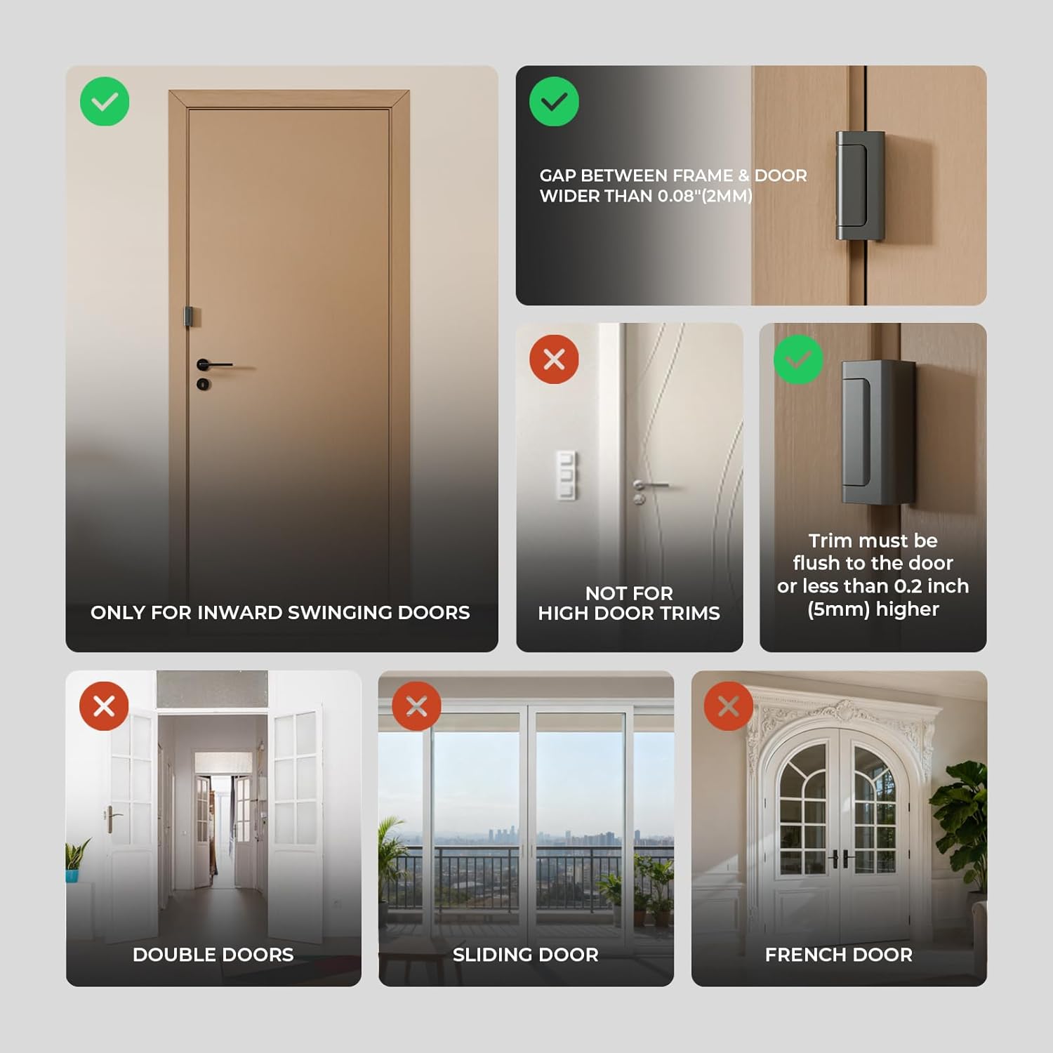 4Pack Home Security Door Reinforcement Lock Childproof, Door Locks for Kids Safety, Door Lock Latch Stopper for Front Door Inside Top of Door, Aluminum Construction Finish