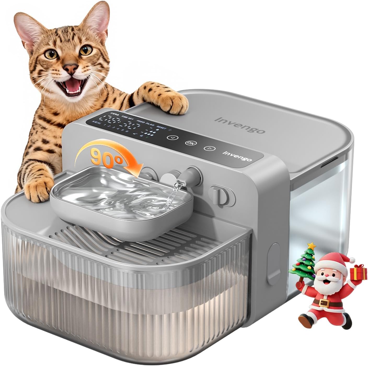 No-Filter Wireless Cat Water Fountain, 3.5L Stainless Steel Pet Fountain for Cats & Dogs – Wastewater Separation, Auto Refill, Ultra-Quiet 3000mAh Battery, Indoor Smart Water Dispenser