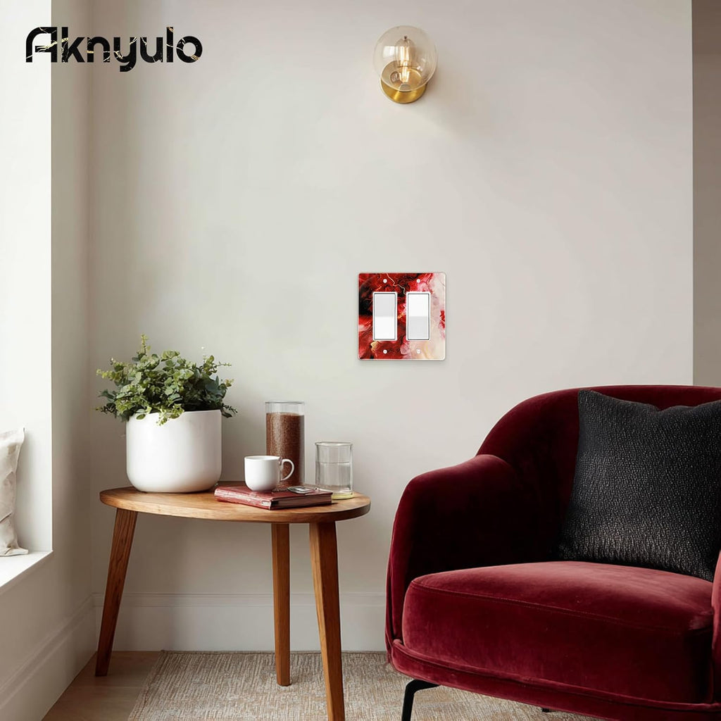 Rich Burgundy Marble Acrylic Light Switch Wall Plate Plates Decorative Electrical Outlet Cover Plates Acrylic 2 Gang Wall Outlet Covers Switch Plates