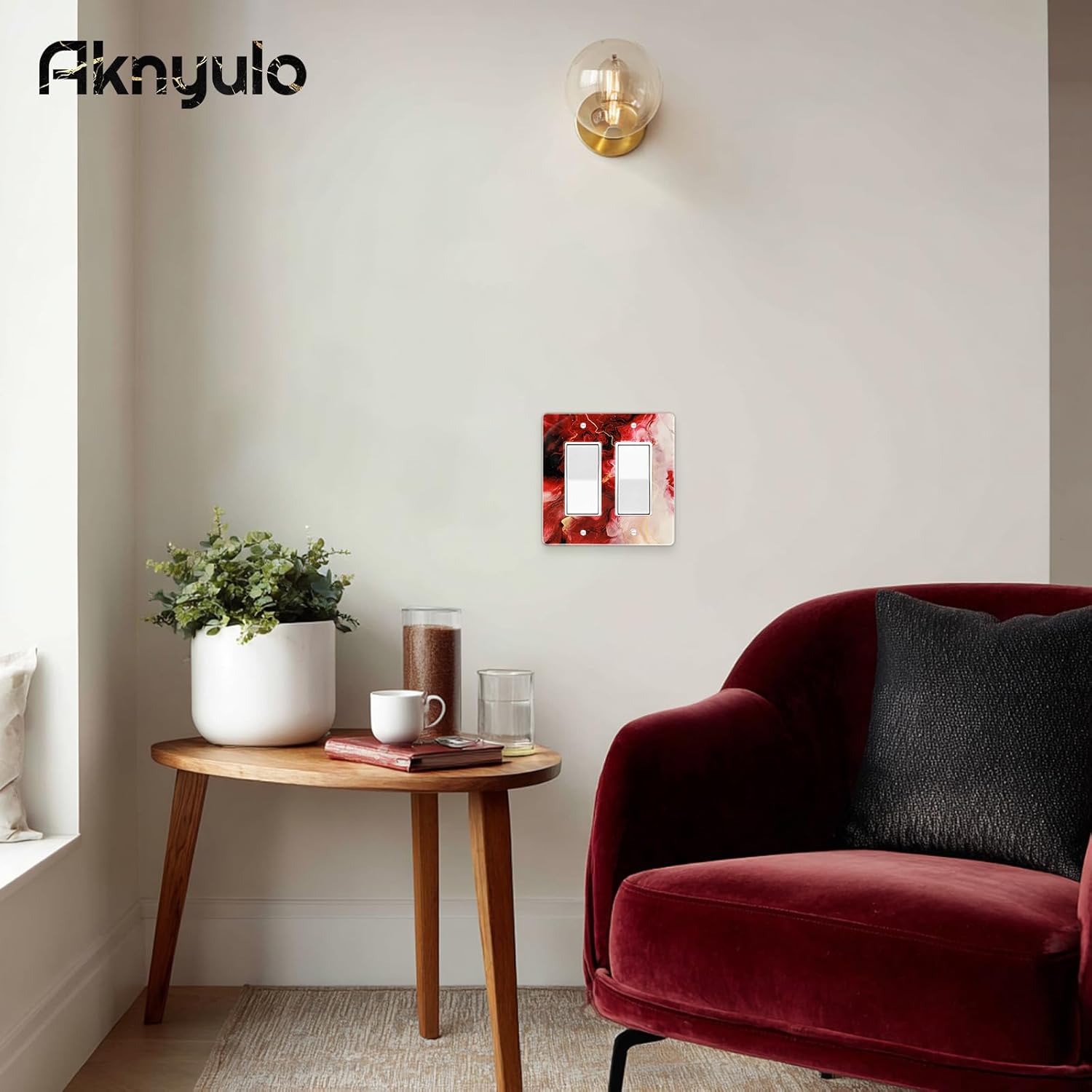 Rich Burgundy Marble Acrylic Light Switch Wall Plate Plates Decorative Electrical Outlet Cover Plates Acrylic 2 Gang Wall Outlet Covers Switch Plates