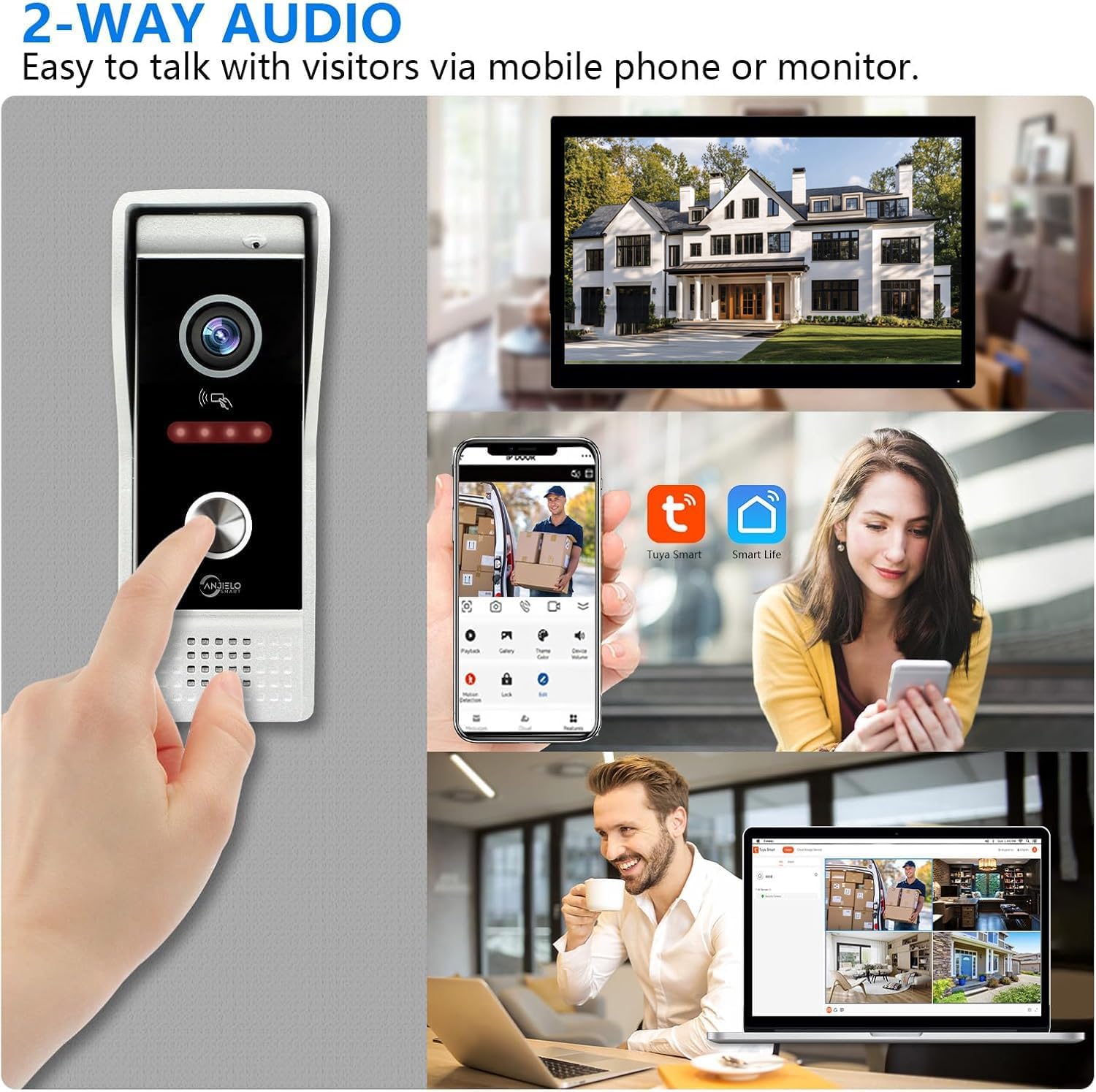 Video Doorbell Intercom System,10 Inches Touch Screen (Black) Video Doorbell Door Phone System,Support Remote Unlock, Dual-Way Intercom,Night Vision for Villa House Apartment (1-Camera + 3-Monitor)