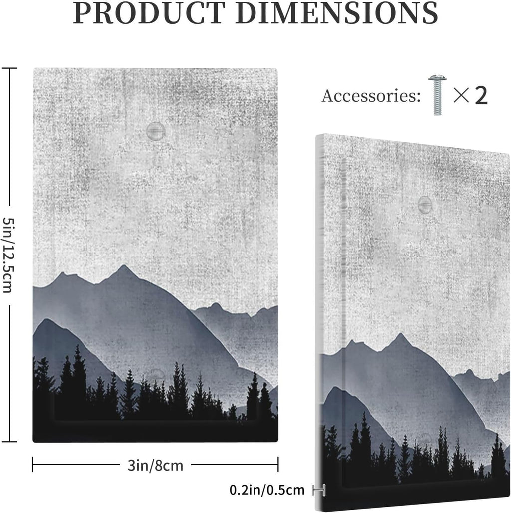 Light Switch Cover Plate Natural Landscape Mountains Pine Trees 1 Gang No Device Blank Electrical Wall Plates Faceplate Decorative Switch Plate for Bedroom living Room Decor
