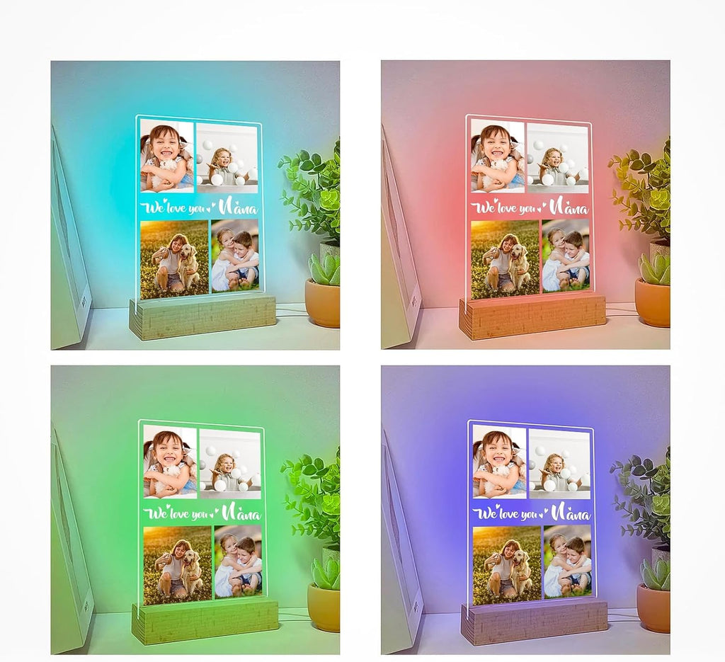 Custom Picture Frame with Photo, Personalized Photo Frame with Night Light, Customized Photo Frames, Personalized Valentines Day Gifts for Girls, Boys, Kids